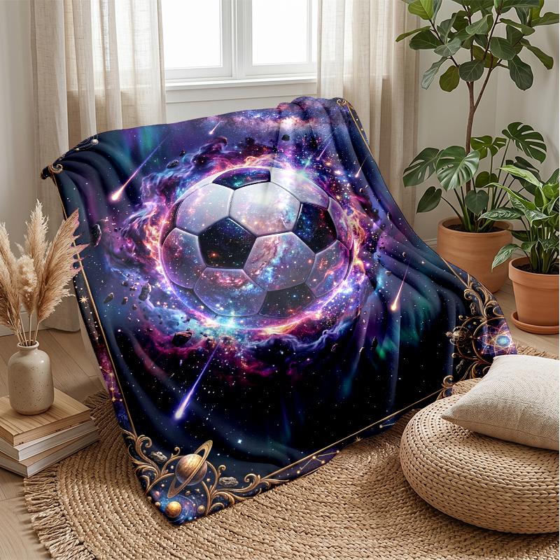 Soccer Ball in Ocean Waves Theme blanket Lightweight Warm Flannel Blanket Decorative Throw Blanket for Home Decoration