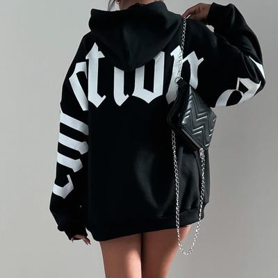 Модная печатная универсальная толстовка с длинным рукавом и капюшоном для женщин