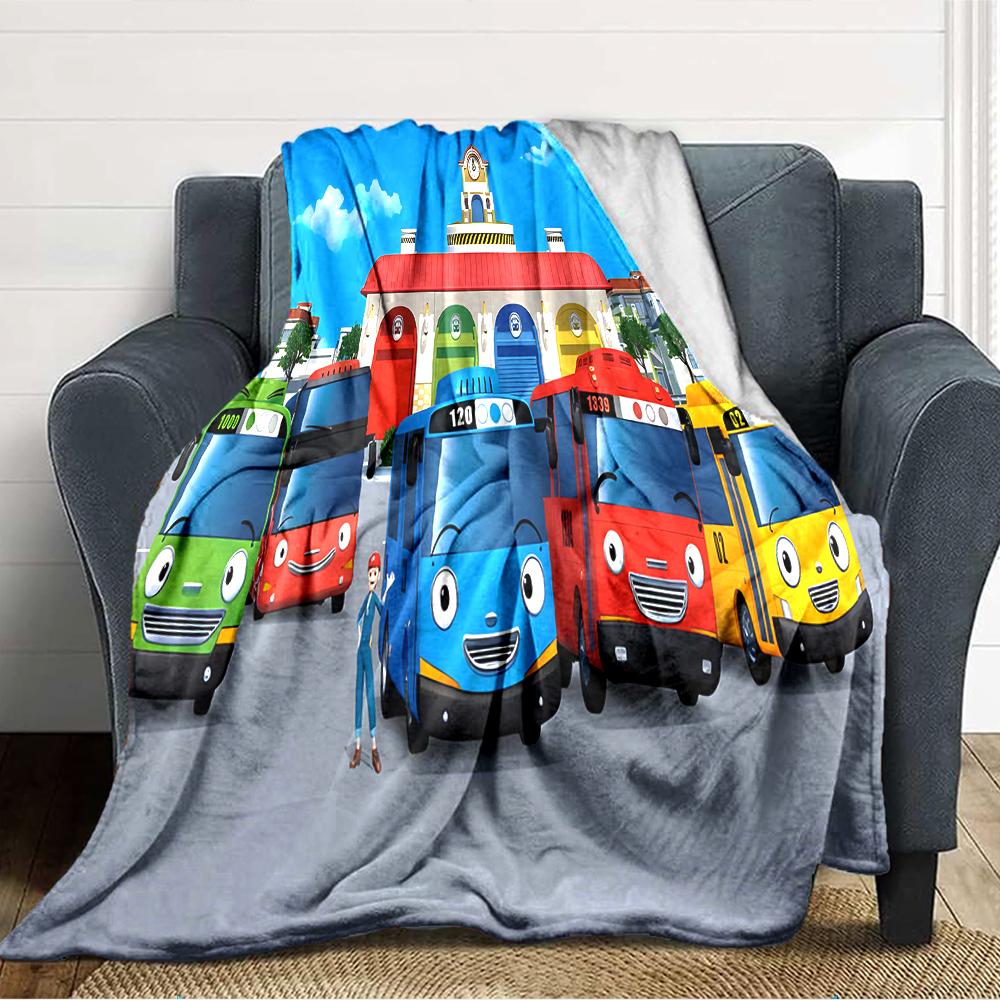 1pc Tayo The Little Bus1 Blanket, Gift, for Men and Women, Soft Blanket, Good for Sofa Bed Couch Travel, Lightweight Flannel Blanket