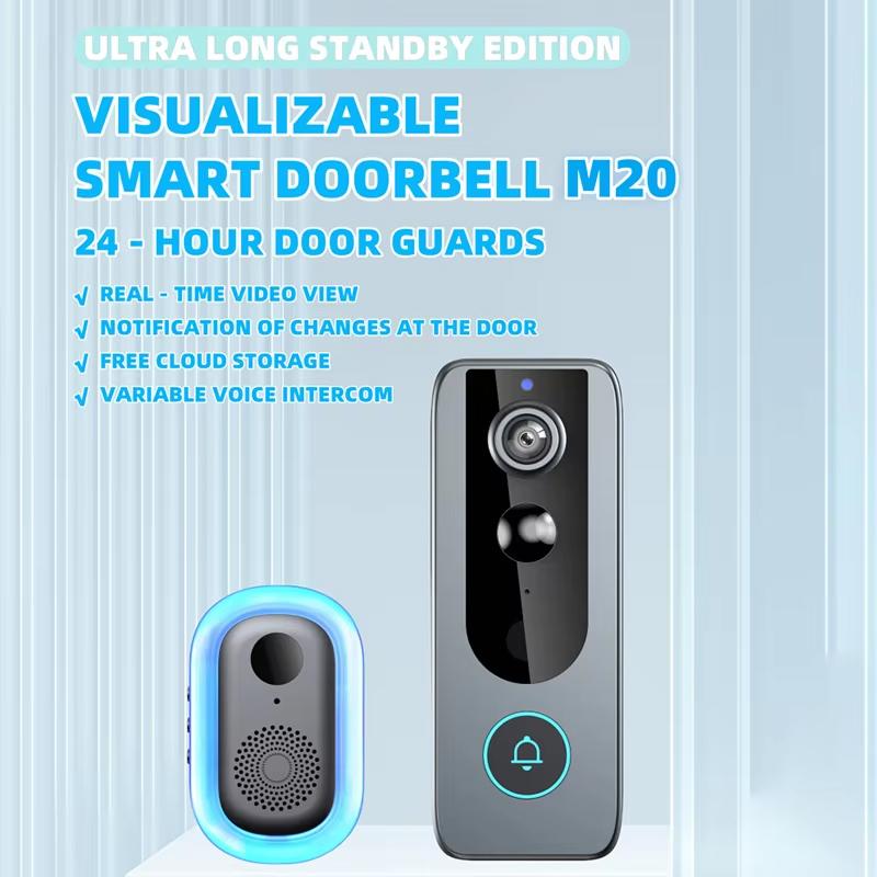Водонепроницаемый беспроводной уличный дверной звонок IP65 с солнечным козырьком от дождя, камера, цифровой глазок для двери Tuya Eye, видеодомофон для умного дома