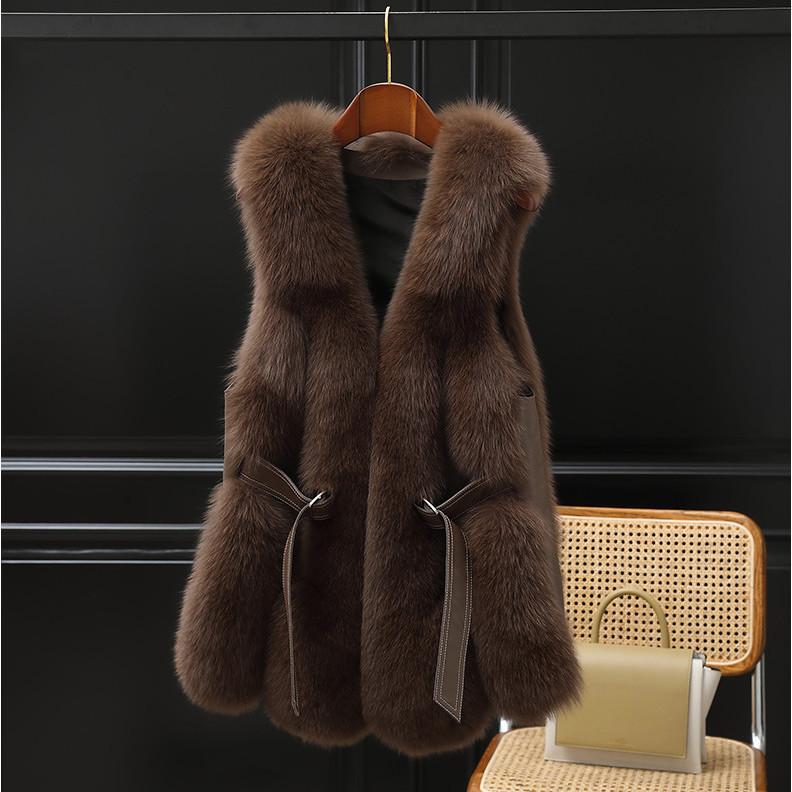 Осень и зима новый искусственный мех лисы искусственный мех жилет женский тонкий жилет молодой молодежный