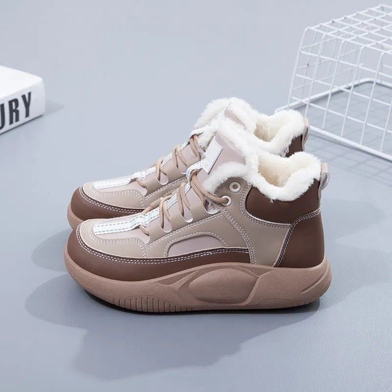 Shoes for Women Combat Tennis Womens Snow Boots with Laces Punk Style Lace-up High Platform Spring 2024 Winter Footwear Sale 39