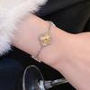 Laser Two Tone Gold Five Flower Clover Bracelet Women Small Luxury High End Color Block Bracelet