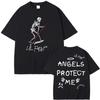 Футболки с графикой скелета рэпера Lil Peep Cry Baby Angels Protect Me для мужчин и женщин, хип-хоп, винтажные, оверсайз, с коротким рукавом