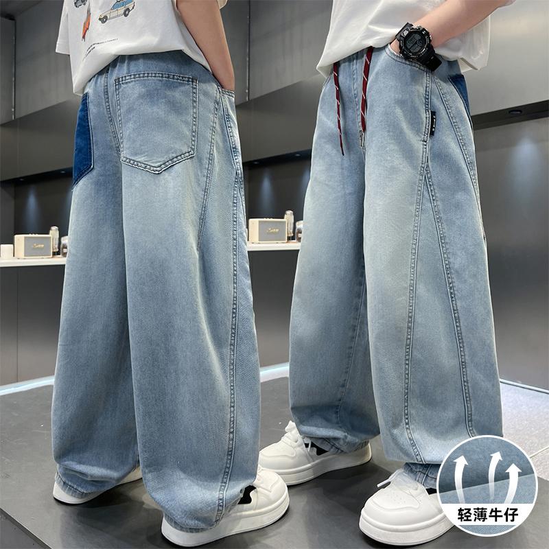 Boys' straight leg jeans summer thin 2026 new style children's summer mosquito proof pants cool feeling, big children's pants trendy