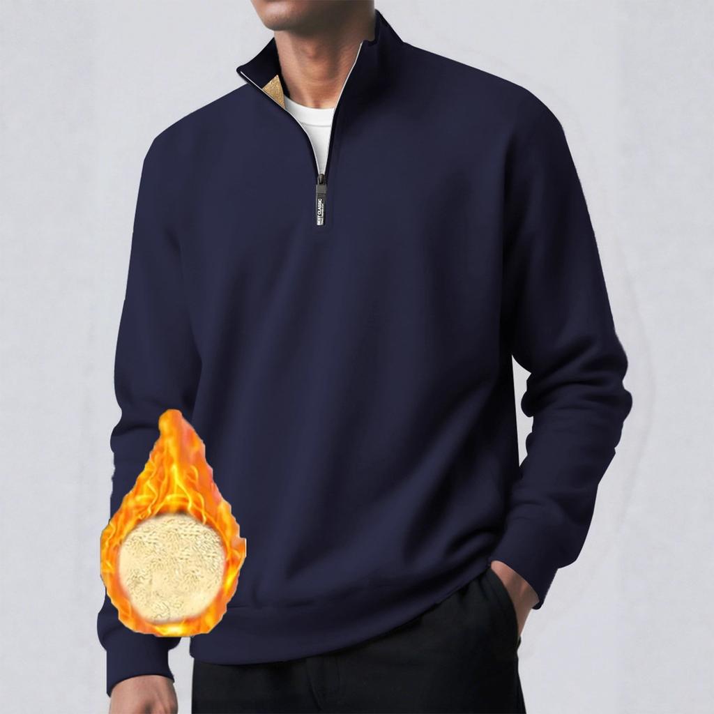 Мужской пуловер с длинным рукавом, толстовка со стойкой, повседневного кроя, с высоким воротником, базовая рубашка из овечьей шерсти