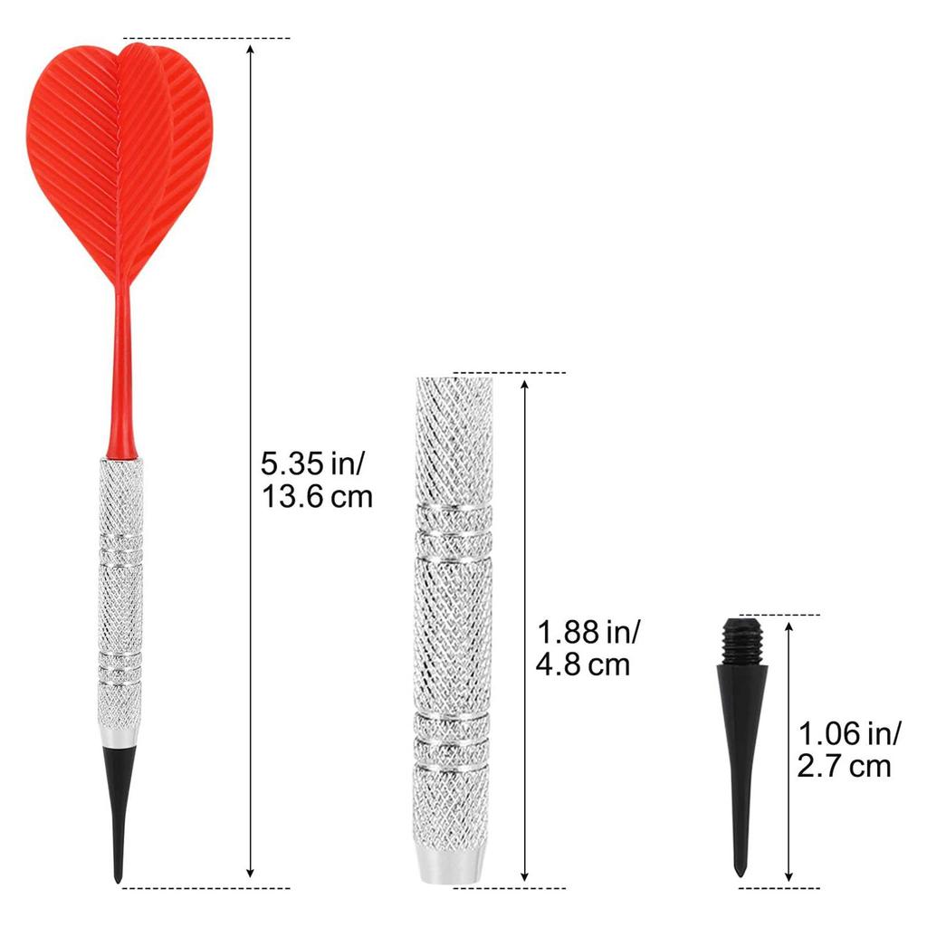 Safe Darts 12Pieces 14g Darts Set Soft Plastic Tip Plastic Barrels Iron Nickel Plated Shaft Plastic Flight with 100 Tips