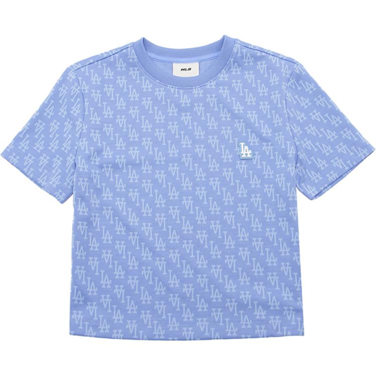 New MLB Los Angeles Dodgers MONOGRAM Collection Regular T Shirt Women's Light Cobalt Blue 3FTSMA143-07CBL