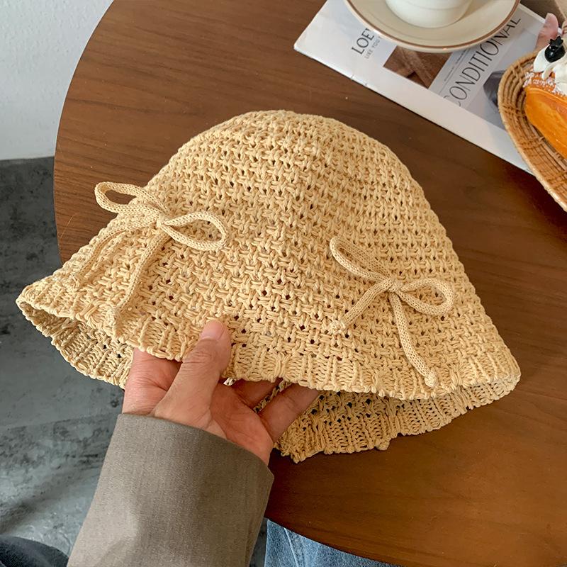 Женская панама с бантом, новая весенне-летняя дышащая солнцезащитная панама, маленькая шляпка, подчеркивающая лицо