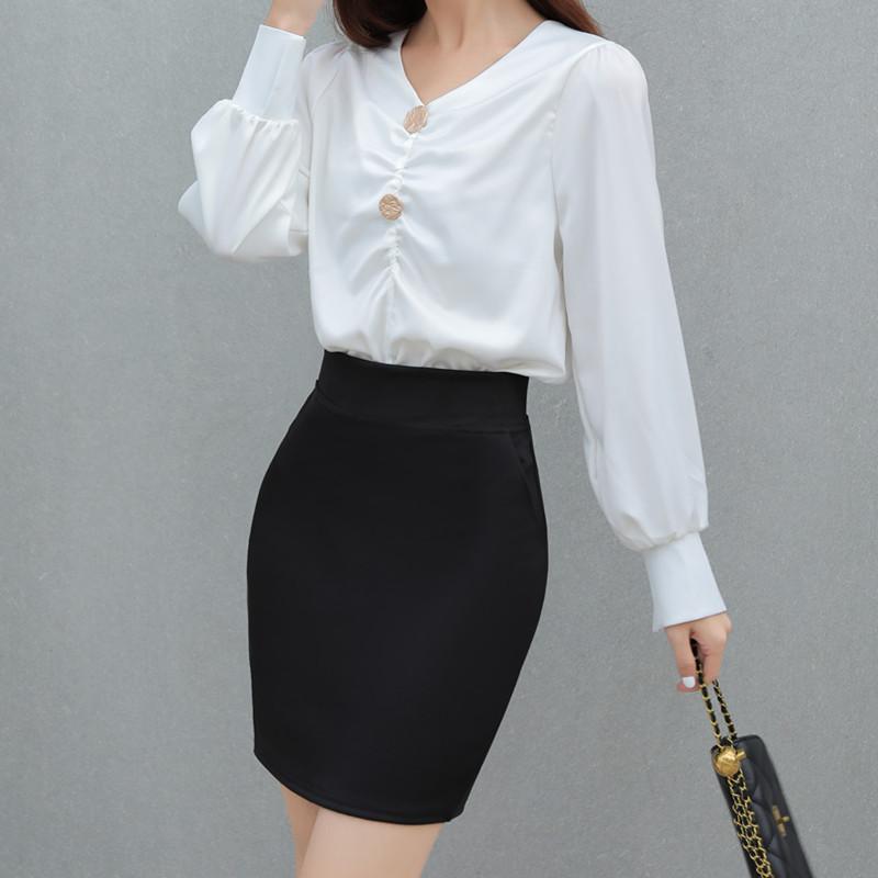 Униформа Юбки Черная Униформа Облегающие Юбки для Женщин Карманная Сумка Хип-Юбка Короткая Юбка