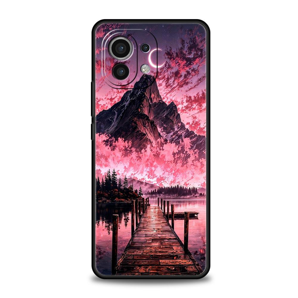 Розовый горный закат Чехол для телефона для Xiaomi Mi 17 Pro Max 15 14 13 12 11 Ultra 15T 14T 13T 12T 11T Pro Lite Мягкий ТПУ корпус