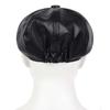 Spring Autumn Hats for Women Solid Plain Octagonal Newsboy Cap Men Ladies Casual Pu Leather Hat Winter Beret Women Painter Caps