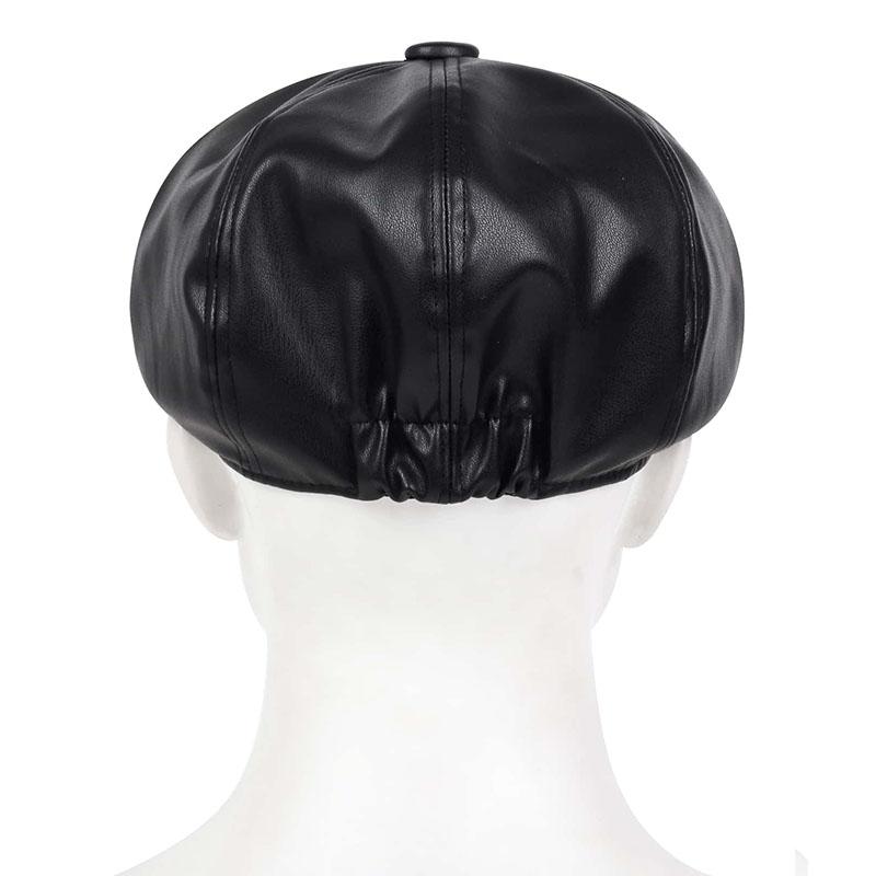 Spring Autumn Hats for Women Solid Plain Octagonal Newsboy Cap Men Ladies Casual Pu Leather Hat Winter Beret Women Painter Caps