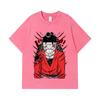 Стирка 275 г/м² Футболки 100% Хлопок One Piece V26 Принт Луффи Вано Унисекс Тяжелая Хлопковая Футболка