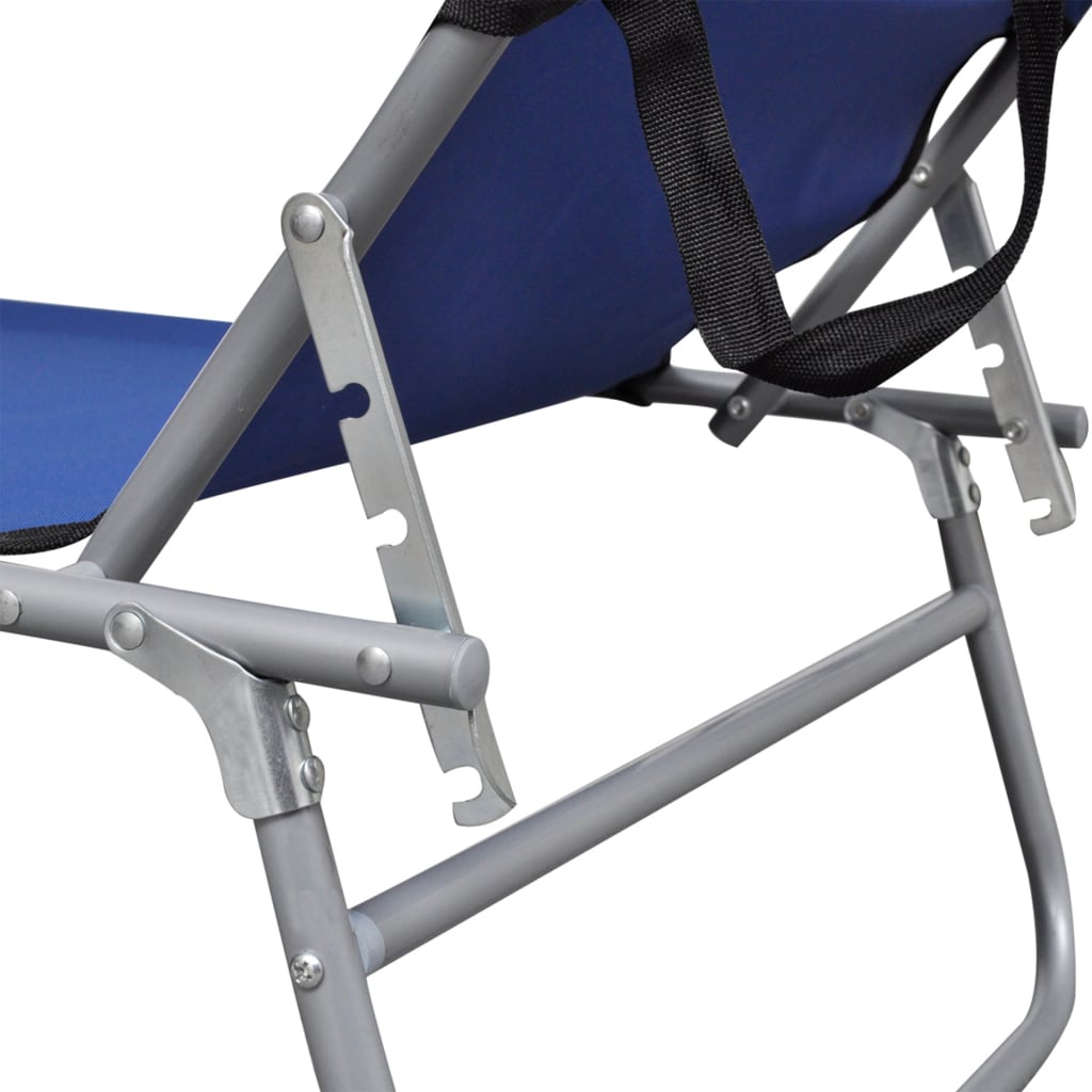 Folding Sun Lounger with Sun Canopy Blue Aluminum