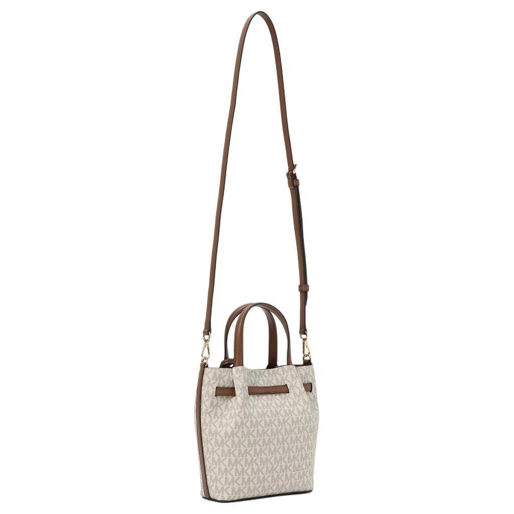 Michael Kors MK Carson Сумка-кроссбоди женская маленькая из искусственной кожи с металлическим логотипом, регулируемым съемным плечевым ремнем 35S5G2ZC5B-VANILLA