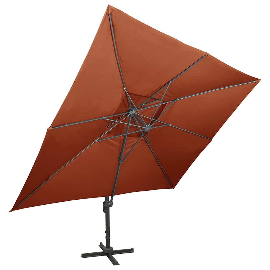 Double Roof Garden Umbrella in Terracotta 400 x 300 cm