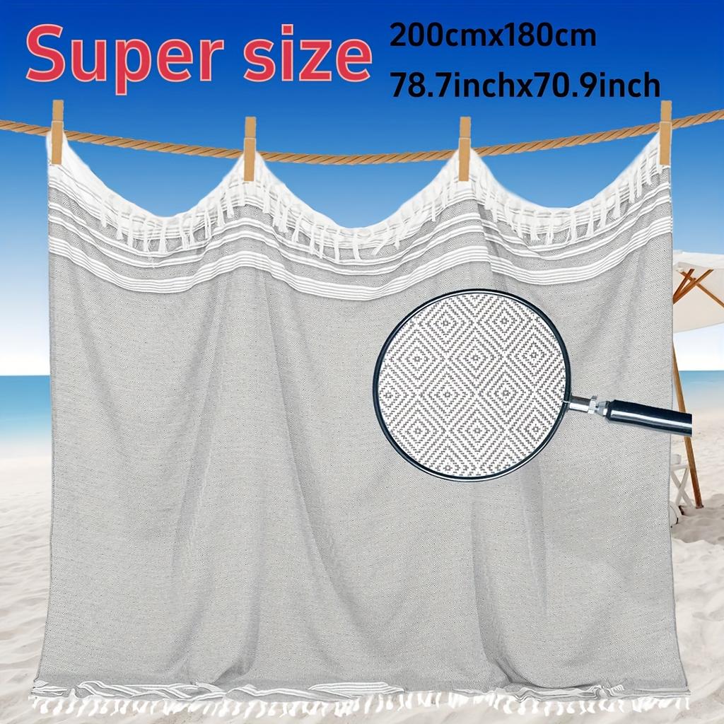 Очень большое турецкое пляжное полотенце Быстросохнущее Мягкое Пескостойкое Богемное одеяло Для мужчин и женщин Идеальный подарок Отпуск Бассейн Йога