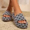2024 Лето Новые женские тапочки с круглым носком на плоской подошве, нескользящие, женские модные сандалии цвета хаки на плоской подошве с цветами