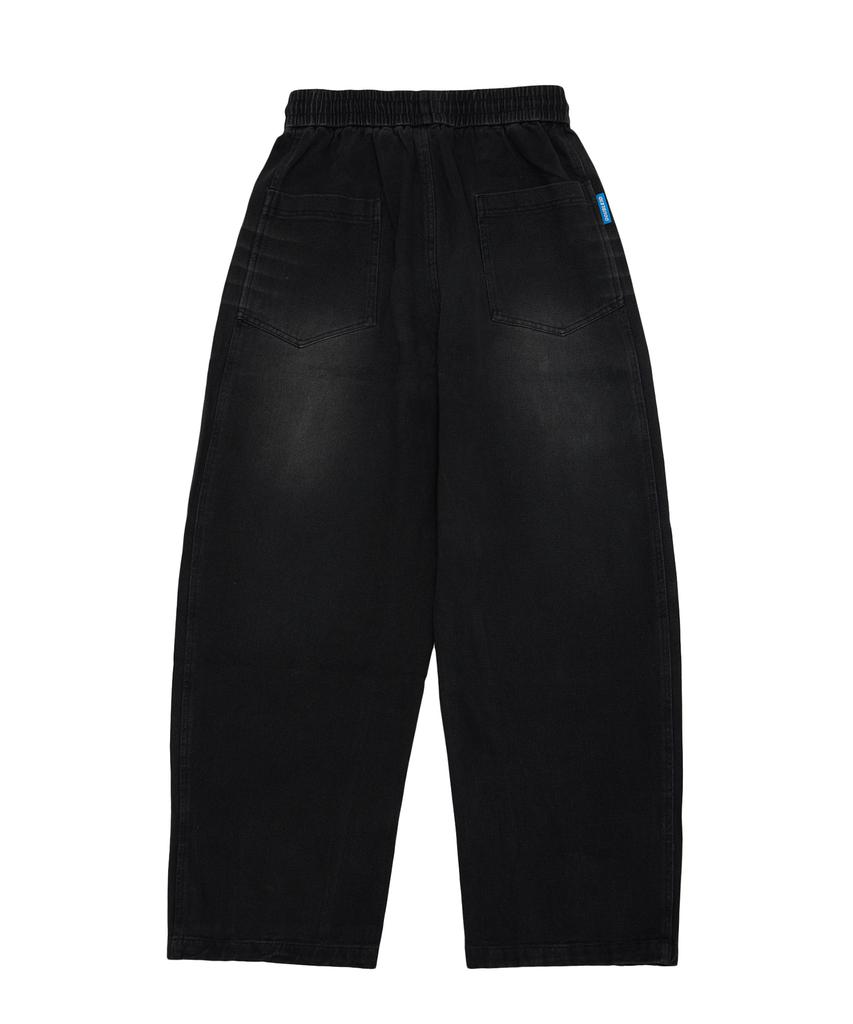 DOUBLE JD Inseam Cut Curved Denim Pants (Black)