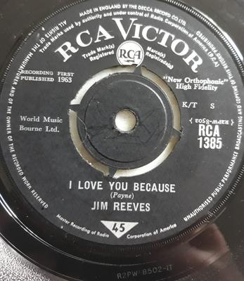7-дюймовая пластинка ДЖИМ РИВЗ - Я люблю тебя, потому что RCA1385 RCA Victor 1963 Великобритания Поп Б/У