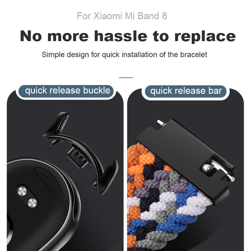 Braided Solo Loop for Xiaomi Smart Band 8 Bracelet Accessories Elastic Nylon Watchbands Replacement Correa Bracelet for Mi Band 8 Strap NFC