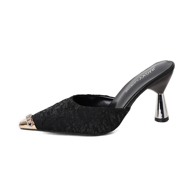 2024 весна новые тапочки-мешки 33 маленький размер остроносые туфли на шпильках высокие каблуки модные тапочки muller классные женские летние