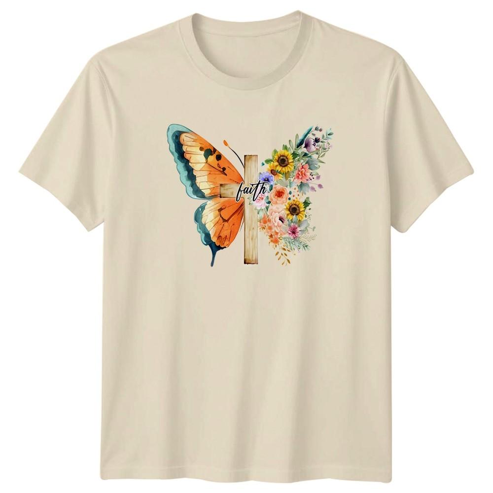Faith Unisexs TShirt Floral Butterfly Christian Birthday Gift For Her