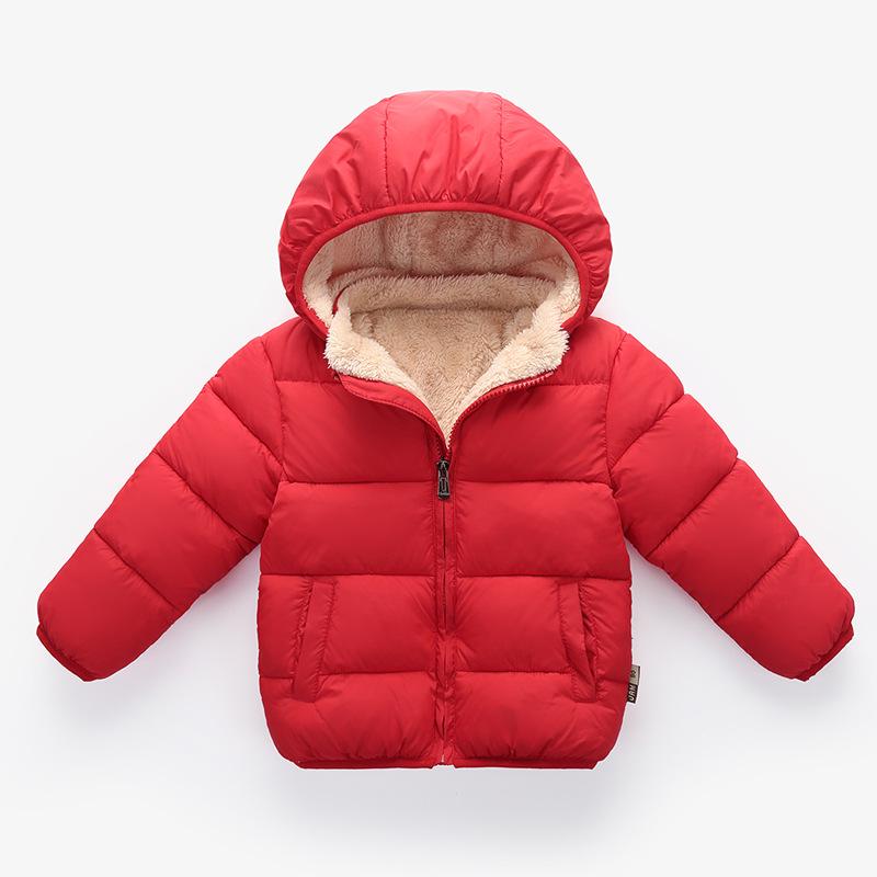 Winter 2025 Cotton Hooded Children's Down Jacket with Fleece Lining - Thickened for Boys and Girls