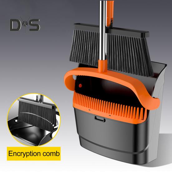 2 шт./комплект совков с длинной ручкой и встроенными зубьями-гребнями, вращающимися на 180 градусов, эргономичный дизайн, набор метел и совков