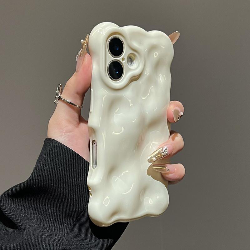 Ins Белый 3D Волна Текстура Чехол для Телефона Для Для Iphone 17 Air 16 1 13 14 12 11 Pro Max 16 Plus Мягкий Силикон Задняя Крышка Чехлы