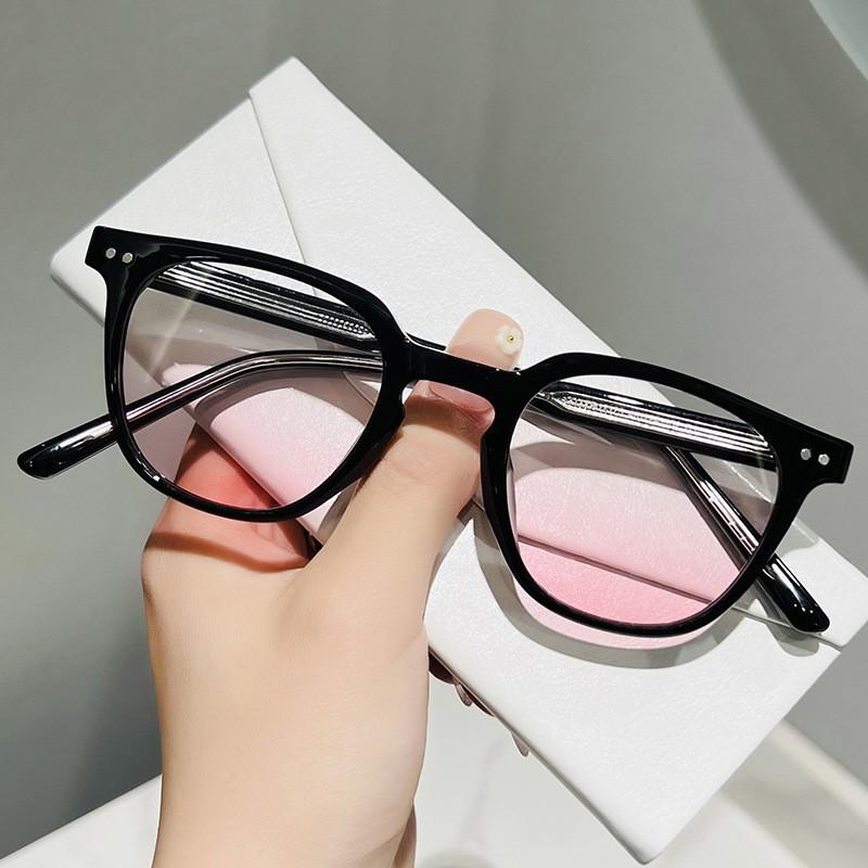 Stylish Gradient Pink Tint Sunglasses Men Women - Round Full Frame TR90 UV Protection Fashion Shades