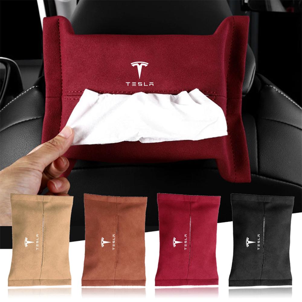 TKVLN1 Car Tissue Boxes Multifunctional Car Sun Visor Back Seat Hanging Tissue Bag Organizer For Tesla Model 3 Model S X Model Y SpaceX