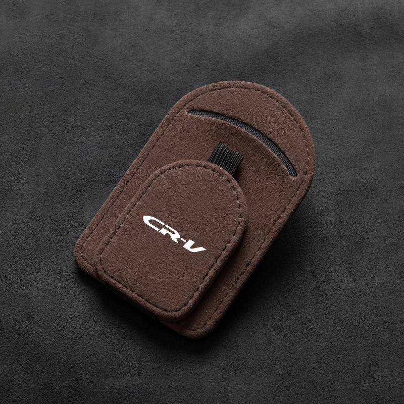 Suede Car Logo Glasses Clip Sunglasses Card Storage Holder Accessories for Honda CRV Civic Accord Fit Jazz HRV Odyssey Jade City I3