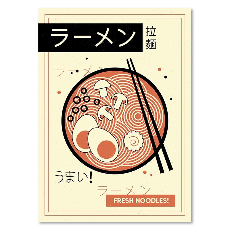 Японский Рамен с яйцом Суши Shochu Еда Знак Плакат Терияки Рамен Сашими Картина на холсте Кухня Ресторан Настенный декор