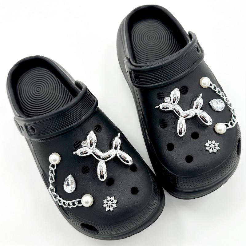 8 шт. подвеска для обуви Crocs DIY усовершенствованная серебряная бриллиантовая цепочка для обуви украшение пряжка для Croc подвески отверстия обувь аксессуары