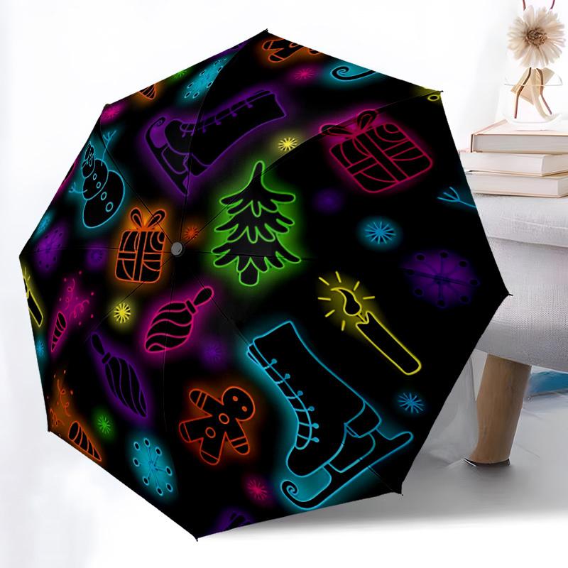1pc Winter Festive Automatic Open/Close Umbrella - Compact Travel Umbrella, Gift for Birthday, Holiday yy260106075