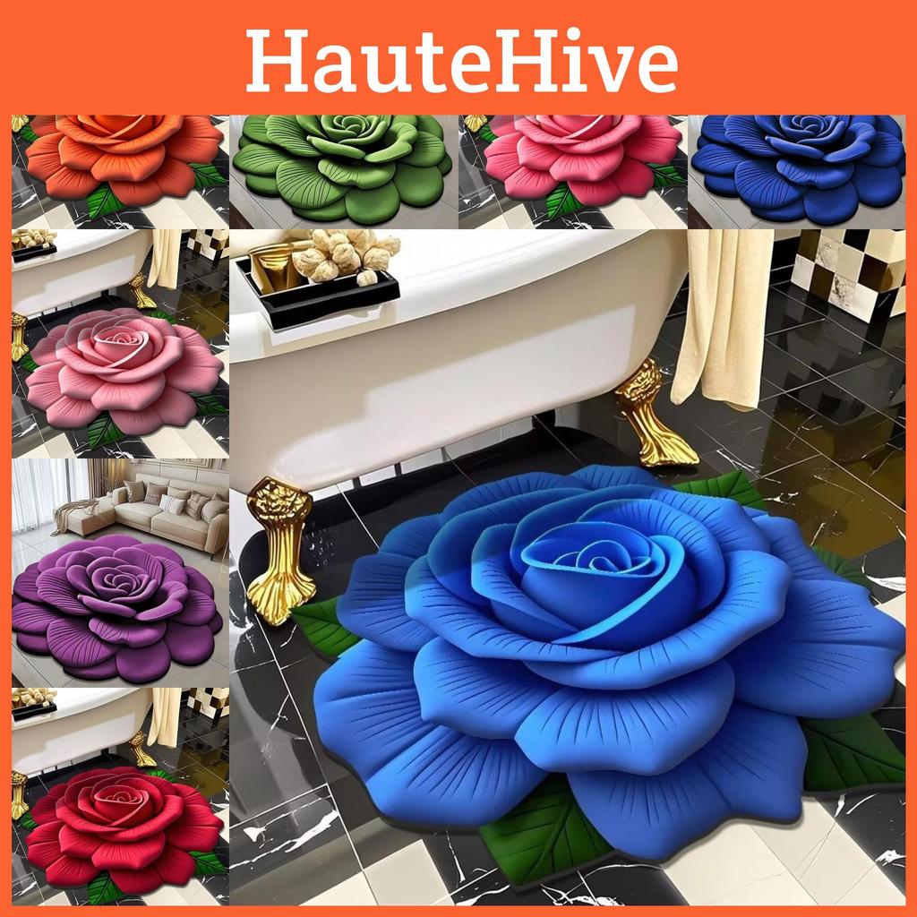 Плюшевый коврик для ванной с цветочным рисунком, водопоглощающий, нескользящий, для ванной комнаты и домашнего декора