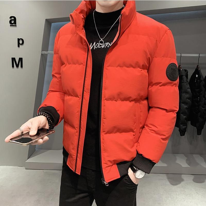 Зимняя мужская хлопковая куртка, модная однотонная толстая куртка, теплое пальто большого размера