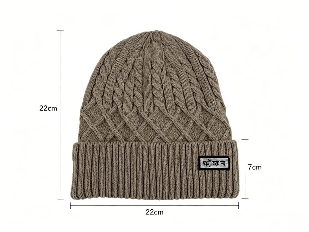 3D Twisted Cable Knitted Multi-color Unisex Thickened Fleece Hat with Custom LOGO