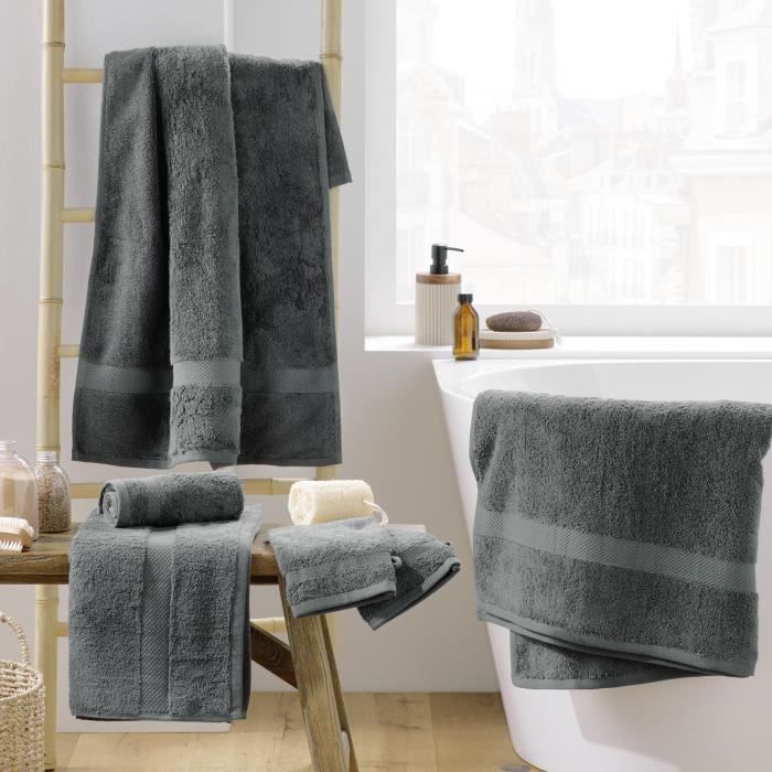 Serviette de bain - Elegante - Anthracite - 90 x 150 cm - 100% coton - 600 gr/cm²