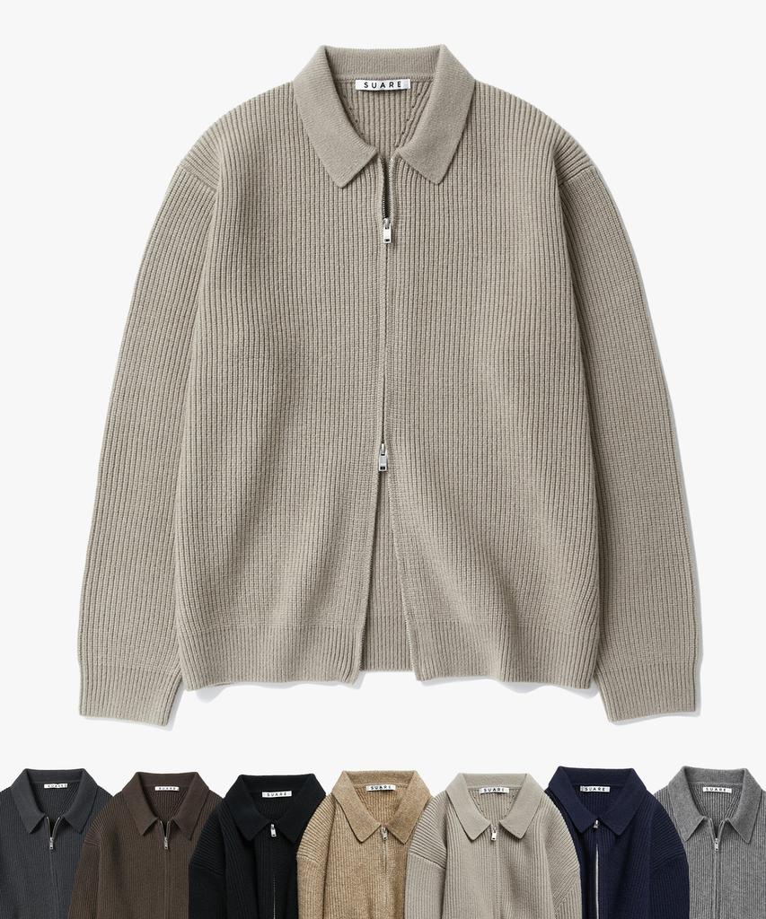 SUARE Hacci Collar Two-Way Zip-Up Knit - 7 Colors