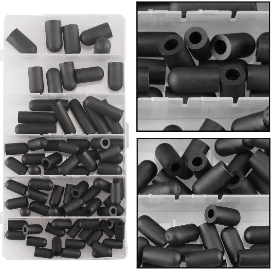 80PCS Vacuum Hose Caps, Connector Assortment 6 Sizes Black Rubber Cap, Automotive Topomatic Replacement Parts For Carburetor Vacuum Plugs, Intake