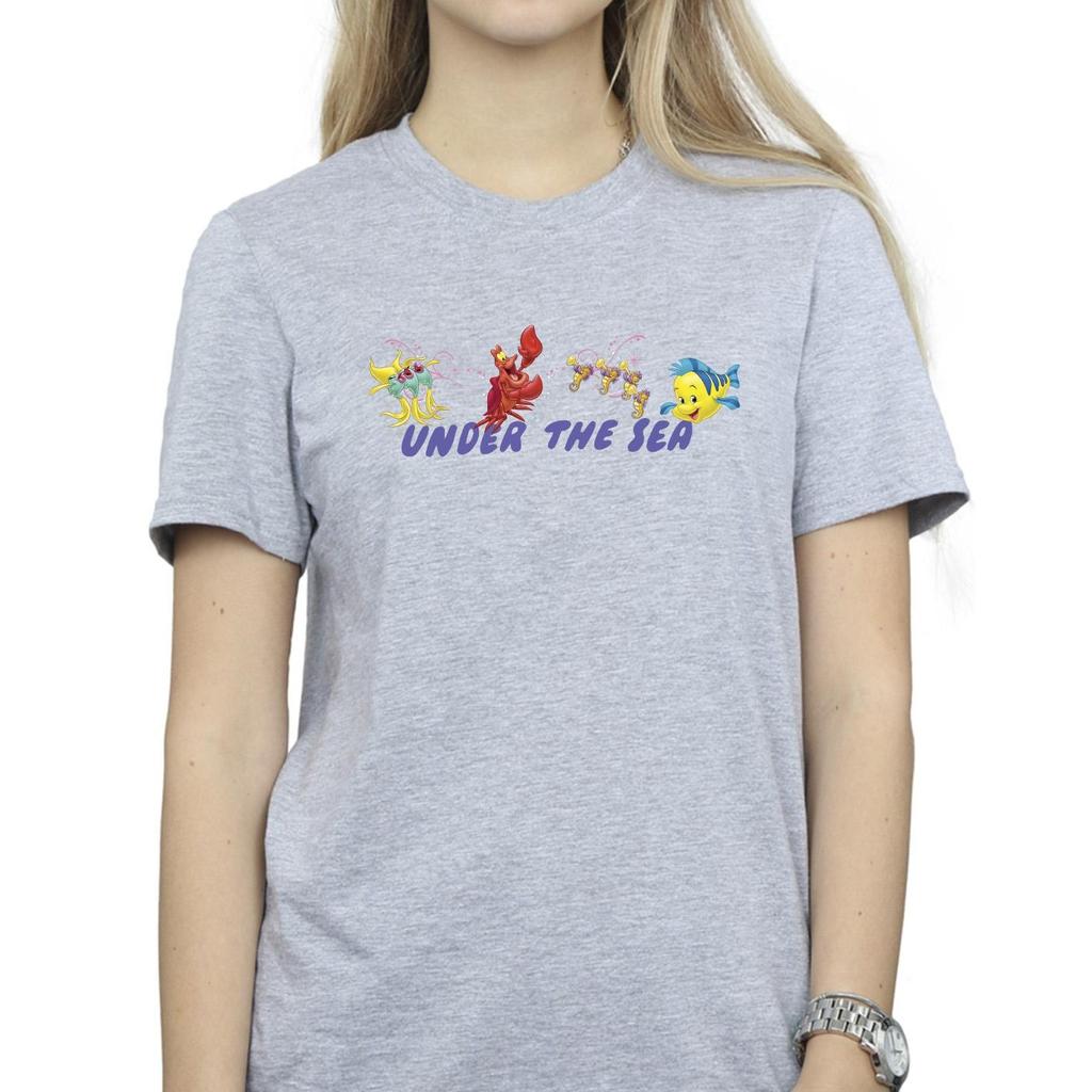 Disney Womens/Ladies The Little Mermaid Under The Sea Cotton Boyfriend T-Shirt