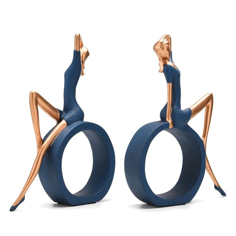 Статуэтки для чтения, офисное украшение, персонажи из смолы, украшение для девочек-йогов, круговое украшение для рабочего стола учителя-читателя