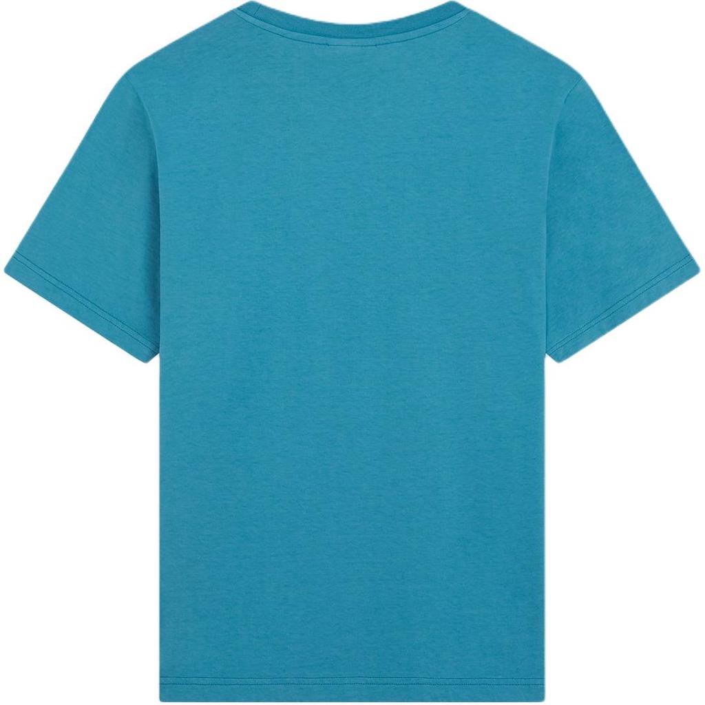 Maison Kitsune Patch Comfortable Solid Color Crew Neck Short Sleeve T-Shirt Men Tops Light-Blue MM00125KJ0008-P456