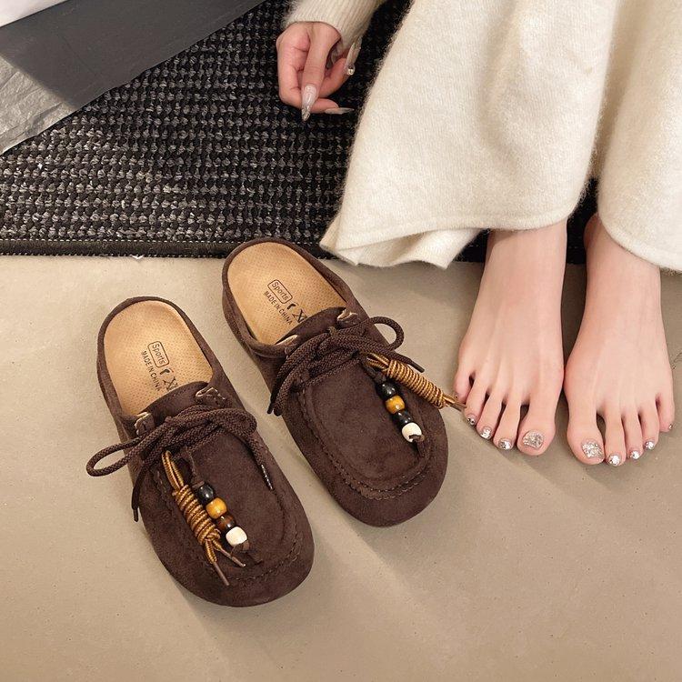 Kangaroo Bread~ Inner Height Increase Platform Casual Boken Slippers Women's 2025 Autumn New Kangaroo Shoes One Pedal