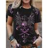 Summer Round Neck 3D Skull Printed Top Fashionable Casual Short Sleeved Women's T-shirts