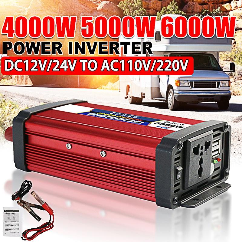 4000 Вт 5000 Вт 6000 Вт DC 12 В/24 В в AC 110 В/220 В Адаптер-преобразователь 2 USB Автомобильный инвертор питания Модифицированная синусоида Трансформатор напряжения