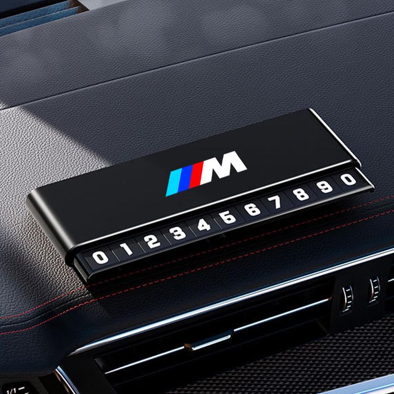 XJBN1 2025 New Aluminium Alloy Car Temporary Parking Card Phone Number Plate For BMW M Emblem M3 M5 X1 E46 E36 E34 F10 E90 F30 E60 F30